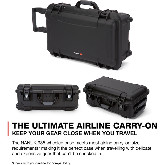 Nanuk 935 Wheeled Protective Case with Cubed Foam & Lid Foam - Black
