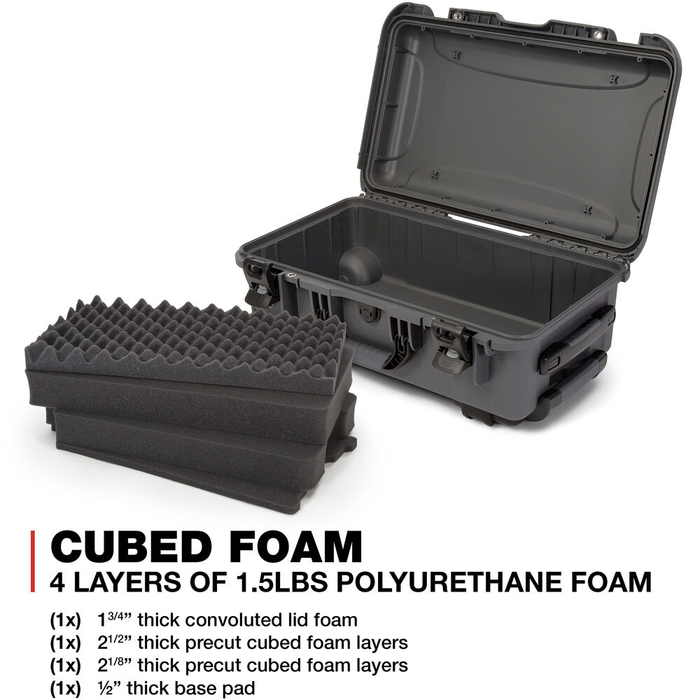 Nanuk 935 Wheeled Protective Case with Cubed Foam & Lid Foam - Graphite