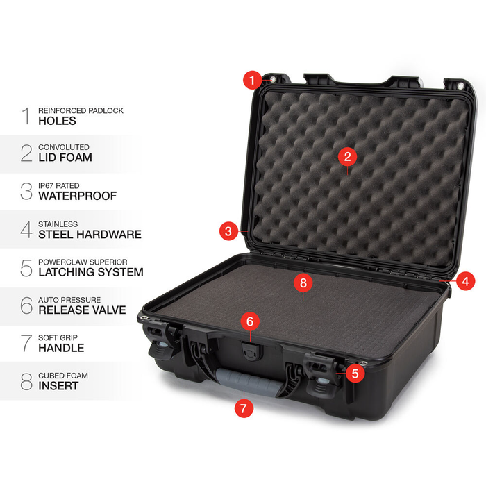 Nanuk 930 Medium-Series Protective Case with Cubed Foam & Lid Foam - Black