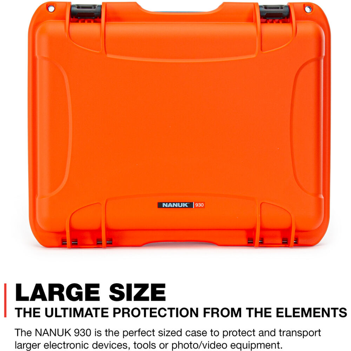 Nanuk 930 Medium-Series Protective Case with Cubed Foam & Lid Foam - Orange