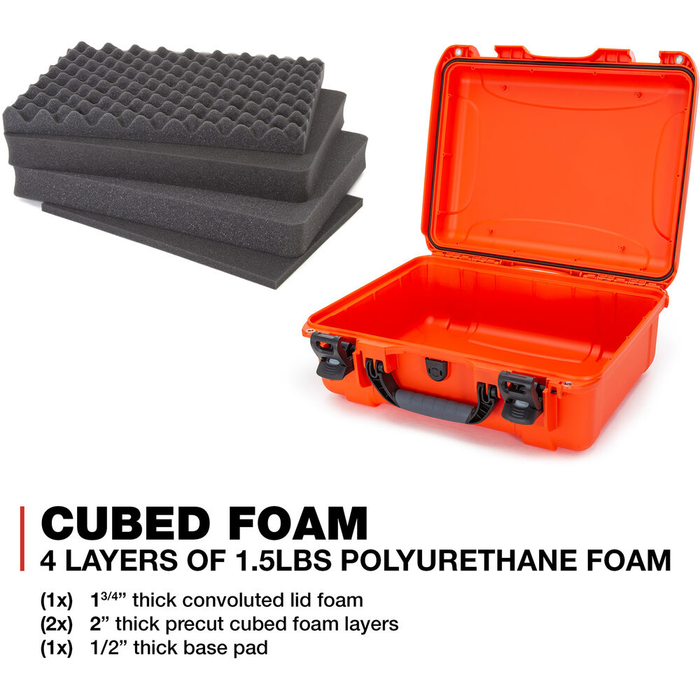 Nanuk 930 Medium-Series Protective Case with Cubed Foam & Lid Foam - Orange