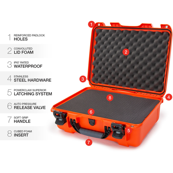 Nanuk 930 Medium-Series Protective Case with Cubed Foam & Lid Foam - Orange