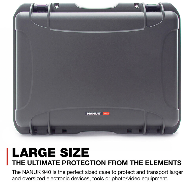 Nanuk 940 Wheeled Protective Case with Cubed Foam & Lid Foam - Graphite