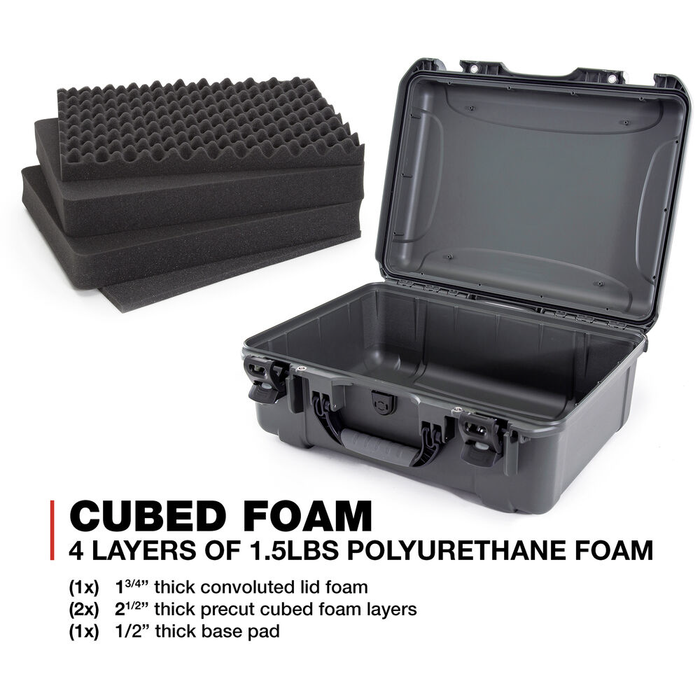 Nanuk 940 Wheeled Protective Case with Cubed Foam & Lid Foam - Graphite