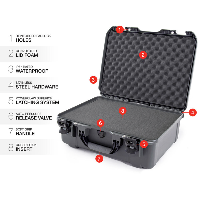 Nanuk 940 Wheeled Protective Case with Cubed Foam & Lid Foam - Graphite