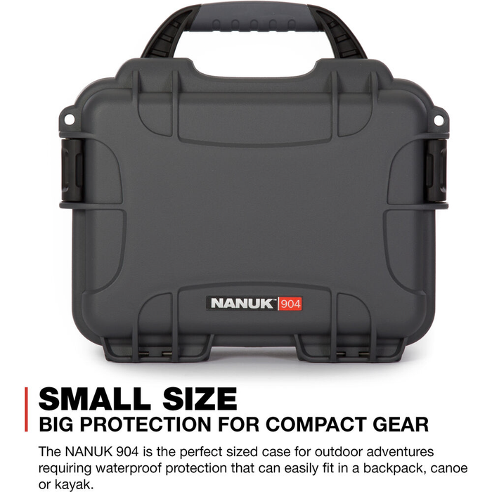 Nanuk 904 Small-Series Protective Case with Cubed Foam & Lid Foam - Graphite