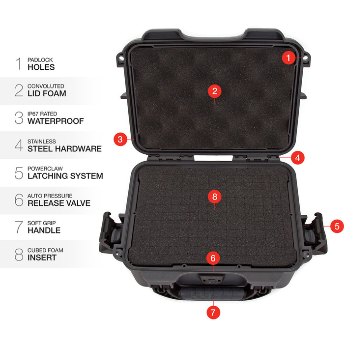 Nanuk 904 Small-Series Protective Case with Cubed Foam & Lid Foam - Graphite