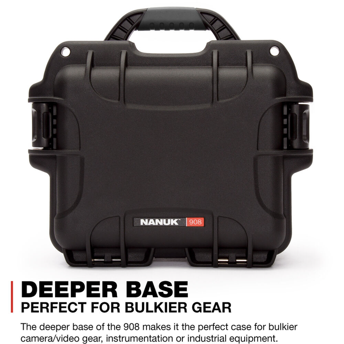 Nanuk 908 Small-Series Protective Case with Cubed Foam & Lid Foam - Graphite