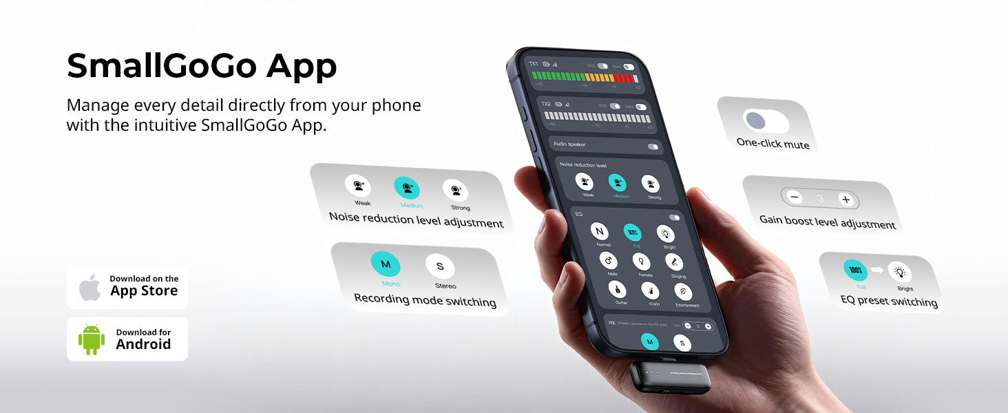 SmallRig S70 Ultra Thin Invisible Wireless Microphone for Phone (2TX + 1RX) 5717