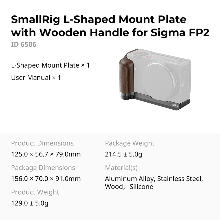 SmallRig L-Shaped Mount Plate with Wooden Handle for Sigma FP2 6506