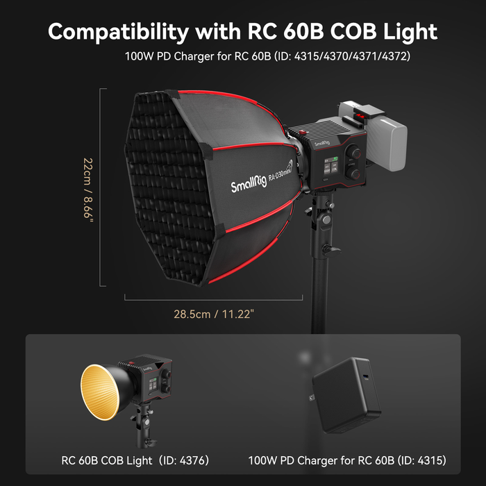 SmallRig RA-D30 Mini Parabolic Softbox for RC60/100 COB LED Video Light 4358