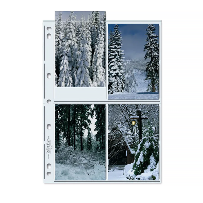 Print File 46-8G Archival Photo Pages with 4 Pockets (Holds 4x6" Prints) - 25 Pack