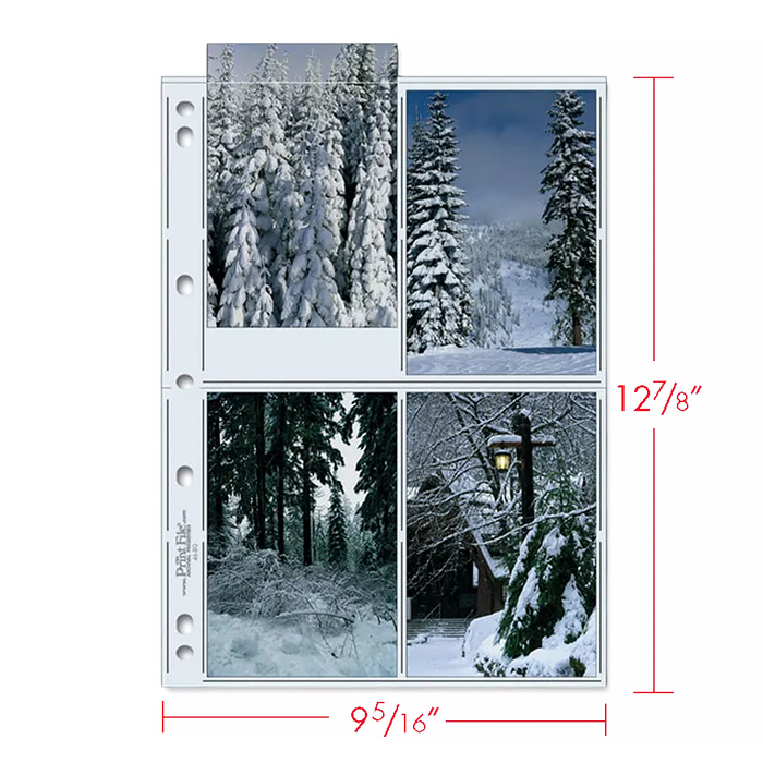 Print File 46-8G Archival Photo Pages with 4 Pockets (Holds 4x6" Prints) - 25 Pack