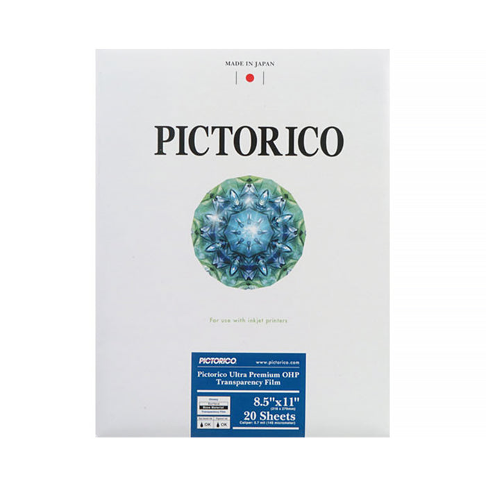 Pictorico Ultra Premium Over Head Projector Transparency Film, 184gsm, 8.5 x 11" - 20 Sheets