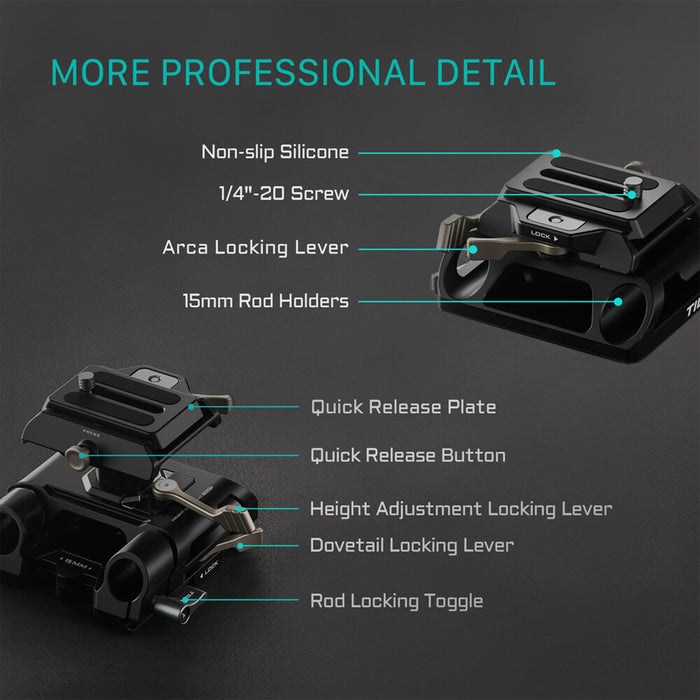 Tilta Arca Height Adjustable 15mm LWS Baseplate – Black