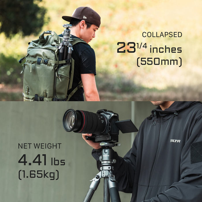 Tilta BT05 Travel 3-Stage Carbon Fiber Tripod with Ball Head - Forest Green