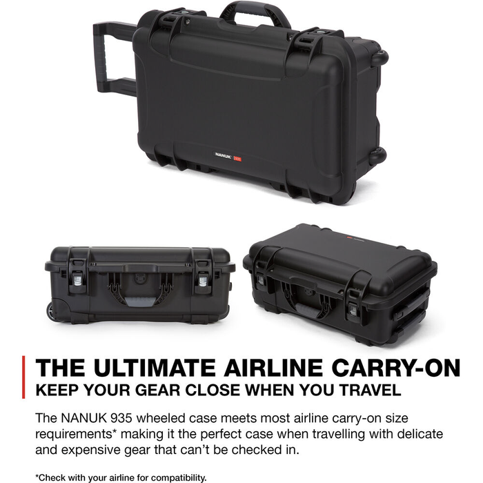 Nanuk 935 Wheeled Pro Photo Kit Protective Case with Padded Dividers & Lid Organizer - Cyan