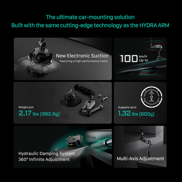 Tilta Hydra Alien Mini Car Mount Kit with Electronic Suction Cup - Titanium Gray