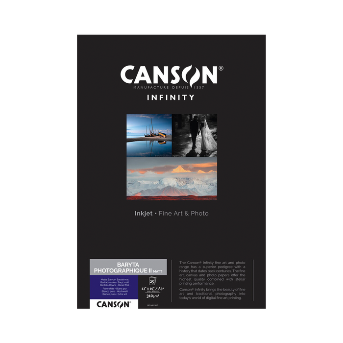Canson Infinity Baryta Photographique II Matte Inkjet Paper, 310 gsm, 13 x 19" - 25 Sheets