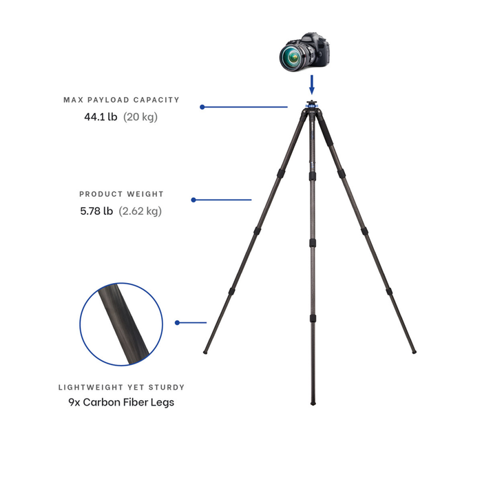 Benro TMA48CXL Mach3 9X Carbon Fiber Series 4 Extra Long Tripod