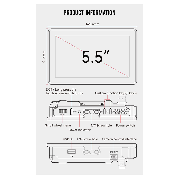 Portkeys BM5IV 5.5" 4K HDMI/SDI Touchscreen Monitor with Camera Control