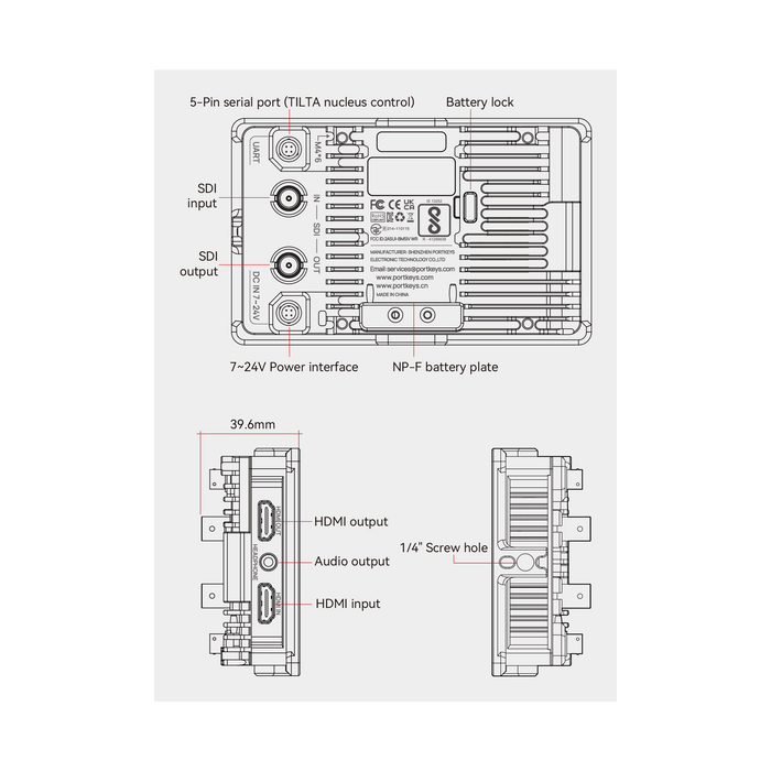 Portkeys BM5IV 5.5" 4K HDMI/SDI Touchscreen Monitor with Camera Control