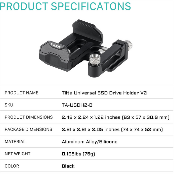Tilta Universal SSD Drive Holder V2 – Black