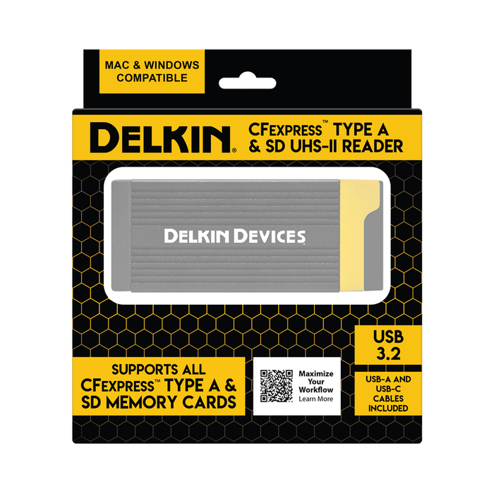 Delkin Devices USB 3.2 CFexpress Type A & SD UHS-II Dual Slot Memory Card Reader