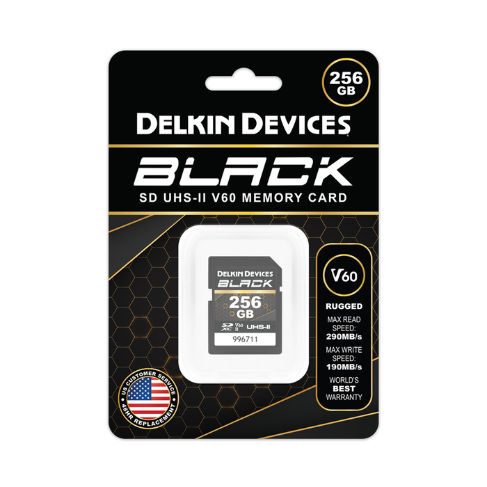 Delkin Devices 256GB BLACK UHS-II V60 SDXC Memory Card