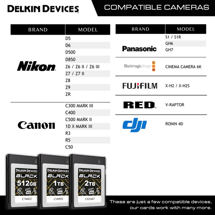 Delkin Devices 1TB BLACK CFexpress Type B 4.0 VPG400 Memory Card