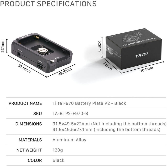 Tilta L-Series Battery Plate – Black