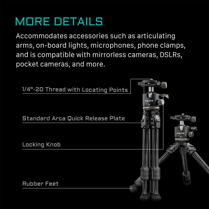 Tilta BT03E Carbon Fiber Tabletop Tripod with Ball Head & Extendable Center Column with 1-Stage Tripod Legs - Forest Green