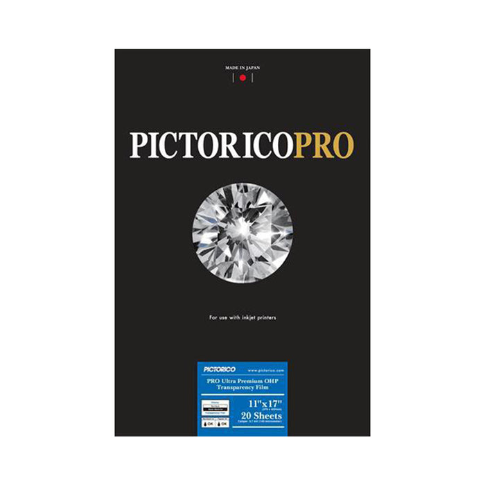 Pictorico Pro Ultra Premium Over Head Projector Transparency Film, 185gsm, 11 x 17" - 20 Sheets