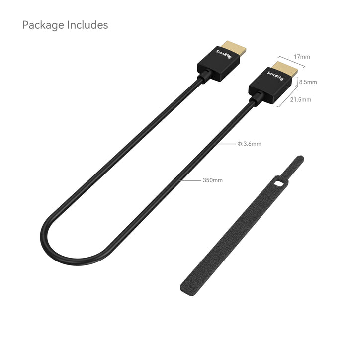 SmallRig Ultra-Slim 4K HDMI Data Cable, 13.8" (35cm) 2956B