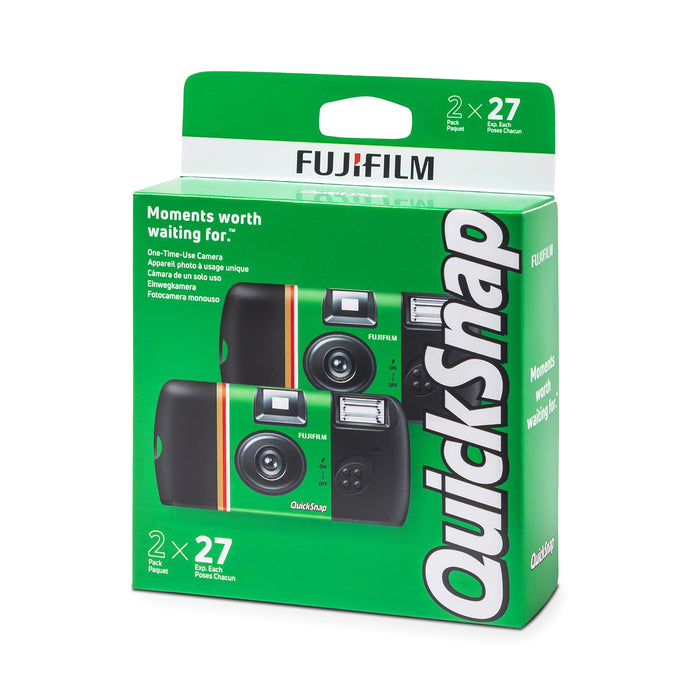 Fujifilm Quicksnap Flash 400 35mm Single-Use Camera with Flash, 27 Exposures, 2 Pack - Green
