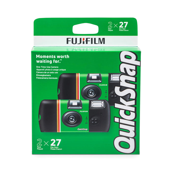 Fujifilm Quicksnap Flash 400 35mm Single-Use Camera with Flash, 27 Exposures, 2 Pack - Green