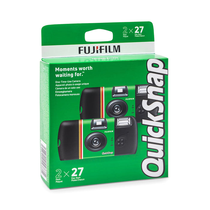 Fujifilm Quicksnap Flash 400 35mm Single-Use Camera with Flash, 27 Exposures, 2 Pack - Green