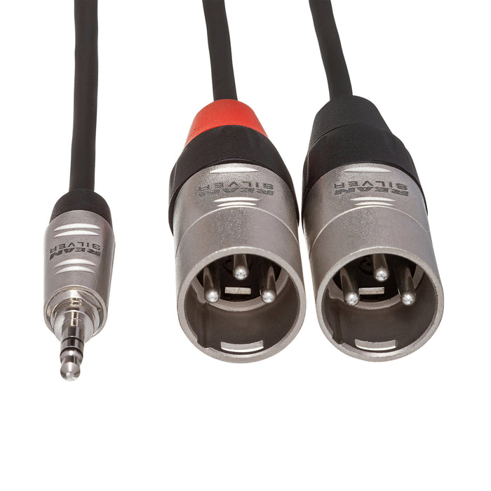 Hosa Technology Pro Stereo Breakout Cable - 3.5mm Stereo Mini to Dual 3-Pin XLR Male, 3'