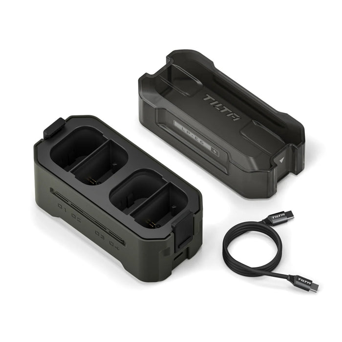 Tilta Portable 4-Bay Charging Station Kit with Canon LP-E6 Batteries (4x) – Green