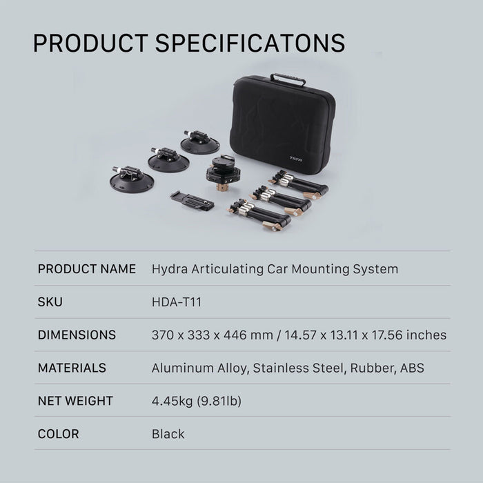 Tilta Hydra Articulating Car Mounting System with Regular Suction Cups