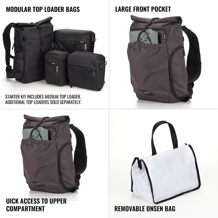 Shimoda Side Lite 22 Women's Starter Kit with Medium Modular Top Loader - Black/White