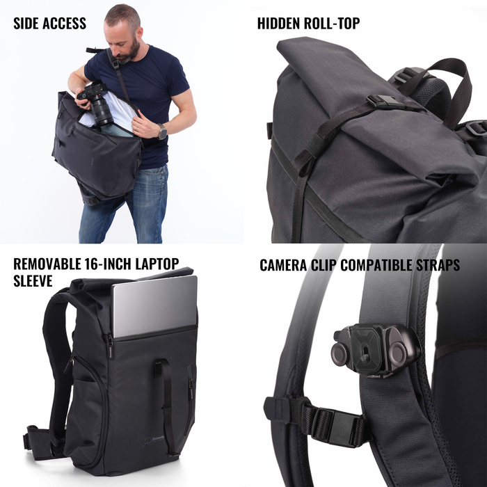 Shimoda Side Street 28 Starter Kit with Medium Modular Top Loader - Anthracite Black