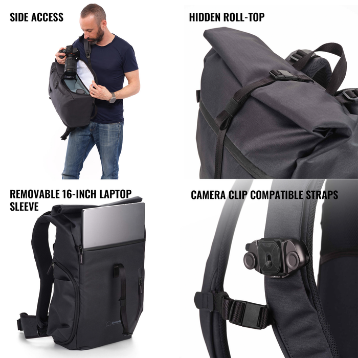 Shimoda Side Street 22 Starter Kit with Medium Modular Top Loader - Anthracite Black