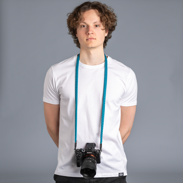 Cooph Braid Camera Strap with Steel Ring, 49.2" (125cm) - Aqua