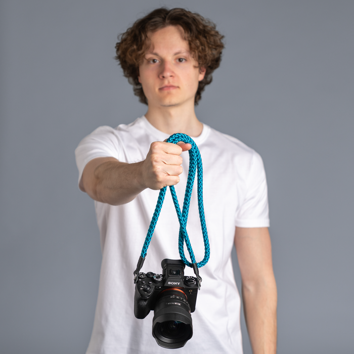 Cooph Braid Camera Strap with Steel Ring, 49.2" (125cm) - Aqua