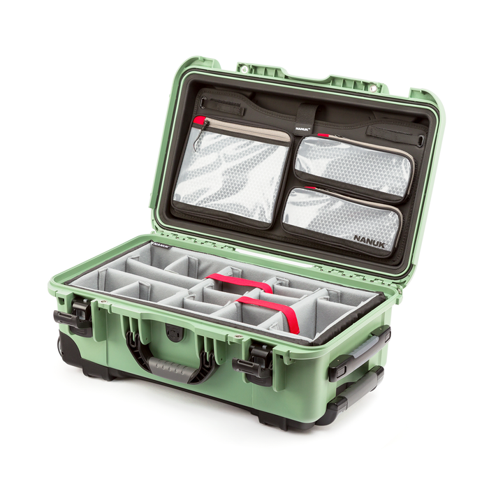 Nanuk 935 Wheeled Pro Photo Kit Protective Case with Padded Dividers & Lid Organizer - Sage