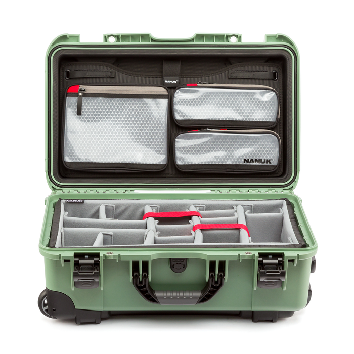 Nanuk 935 Wheeled Pro Photo Kit Protective Case with Padded Dividers & Lid Organizer - Sage