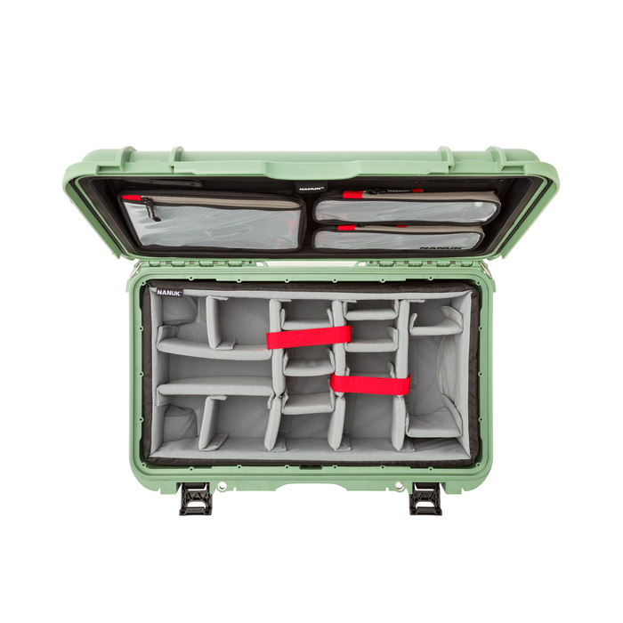 Nanuk 935 Wheeled Pro Photo Kit Protective Case with Padded Dividers & Lid Organizer - Sage