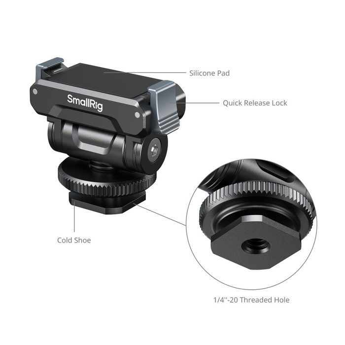 SmallRig Quick Release Support for DJI Osmo Action 5 Pro / 4 / 3 with Cold Shoe Adapter 5436
