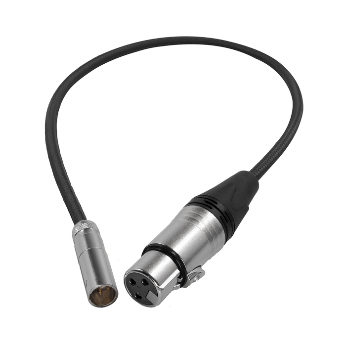 Kondor Blue Mini XLR Male to XLR Female 16" Cable for BMPCC 6K/4K Pro & Canon C70 Cameras - Raven Black